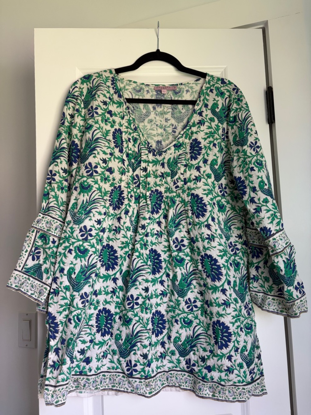 Calypso Women's Green & Blue Floral Tunic Top